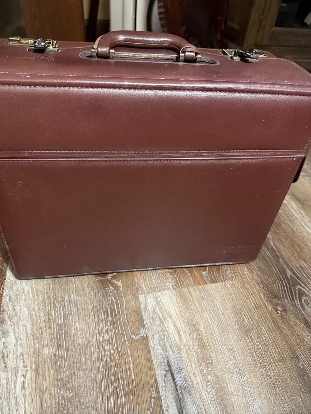 Giorgio Brutini Dark Brown Leather Briefcase with Brass-Tone Locks